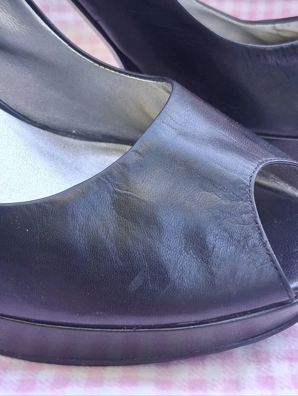 GUESS Black Peep-Toe Slingback Heels